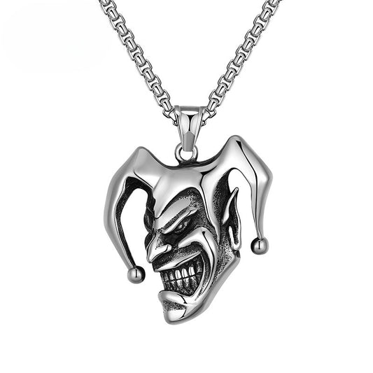 Stainless Steel Necklace – Elegant Clown Smile Pendant For Men Everyday Jewelry Gift