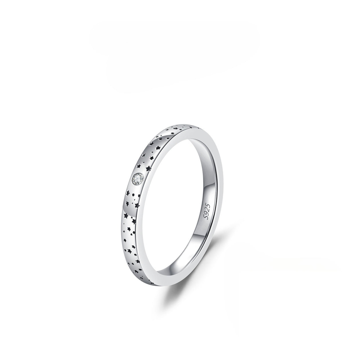 S925 Sterling Silver Star Moissanite Ring