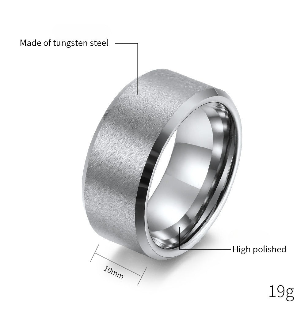 Planderful Tungsten Steel Ring Unisex Minimalist Sand Surface 6-10mm Everyday Genie Jewelry