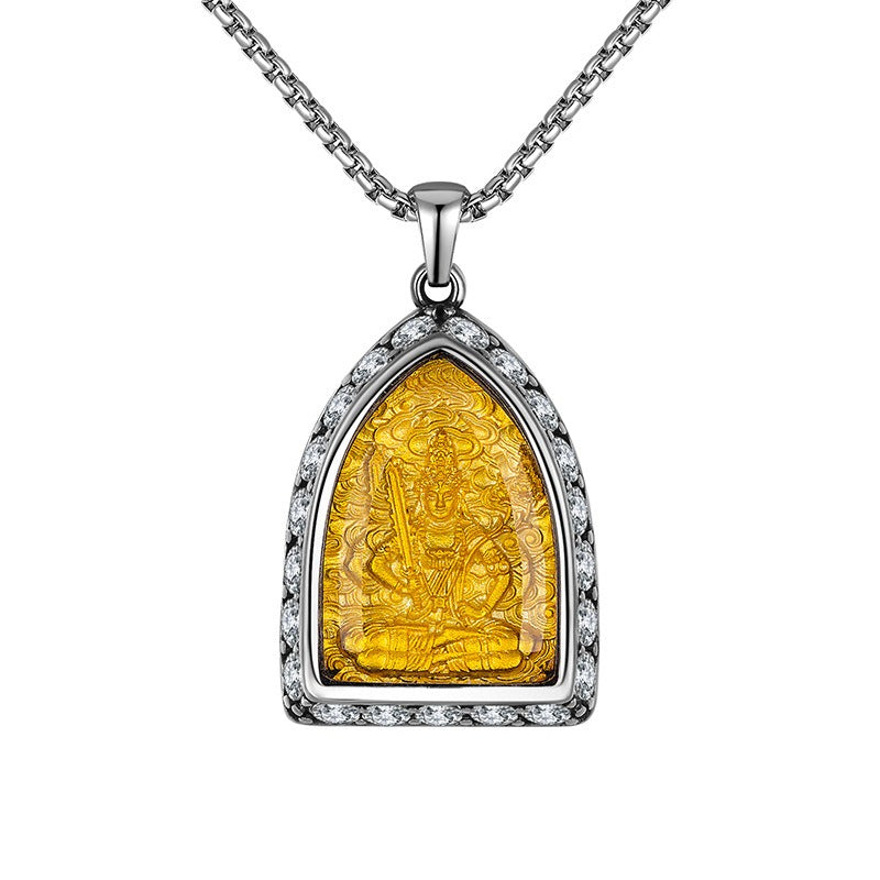 Zircon Necklace – Elegant Chinese Ethnic Buddha Zodiac Pendant For Women Everyday Genie Collection