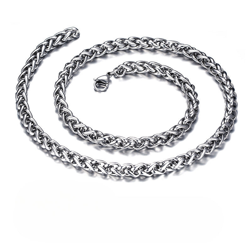 Thick Chain Men's Necklace Stainless Steel Flower Basket Chain