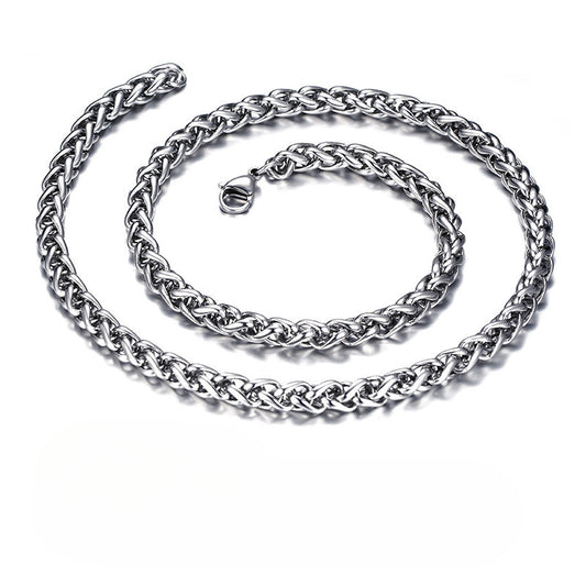 Thick Chain Men's Necklace Stainless Steel Flower Basket Chain