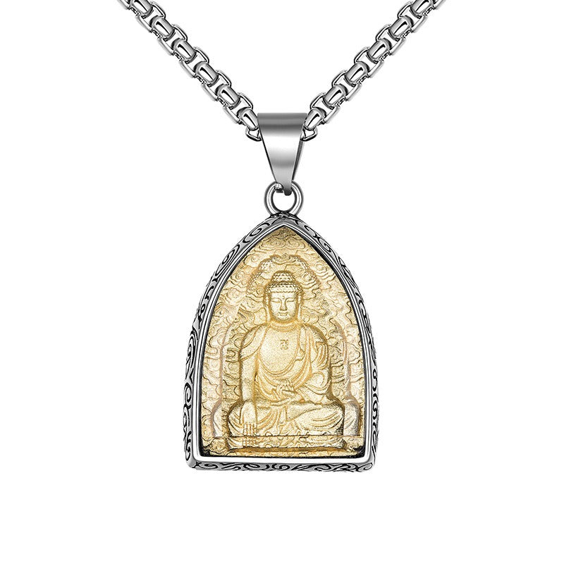 Steel Necklace – Elegant Buddha Pendant Necklace For Men Everyday Wear Gift Durable Tarnish-Resistant