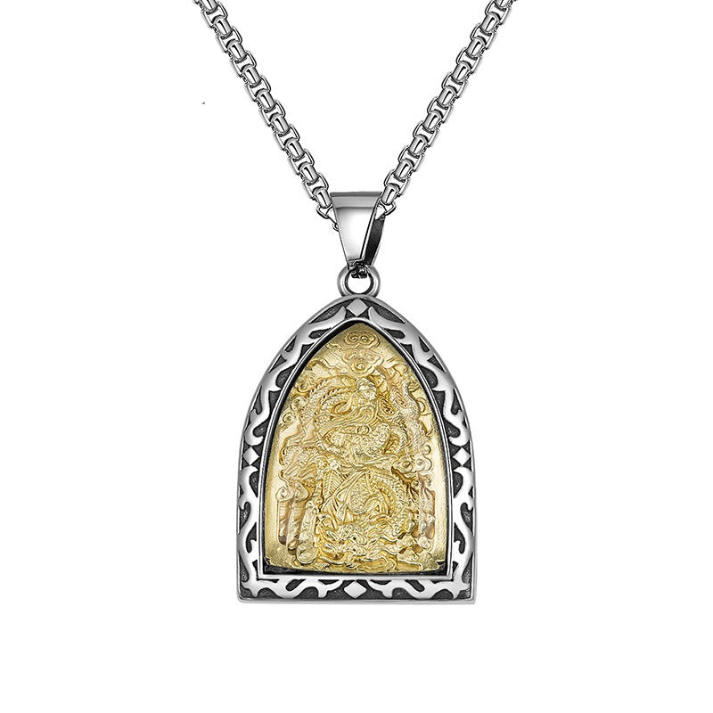 Steel Necklace – Elegant Guardian Amulet Pendant