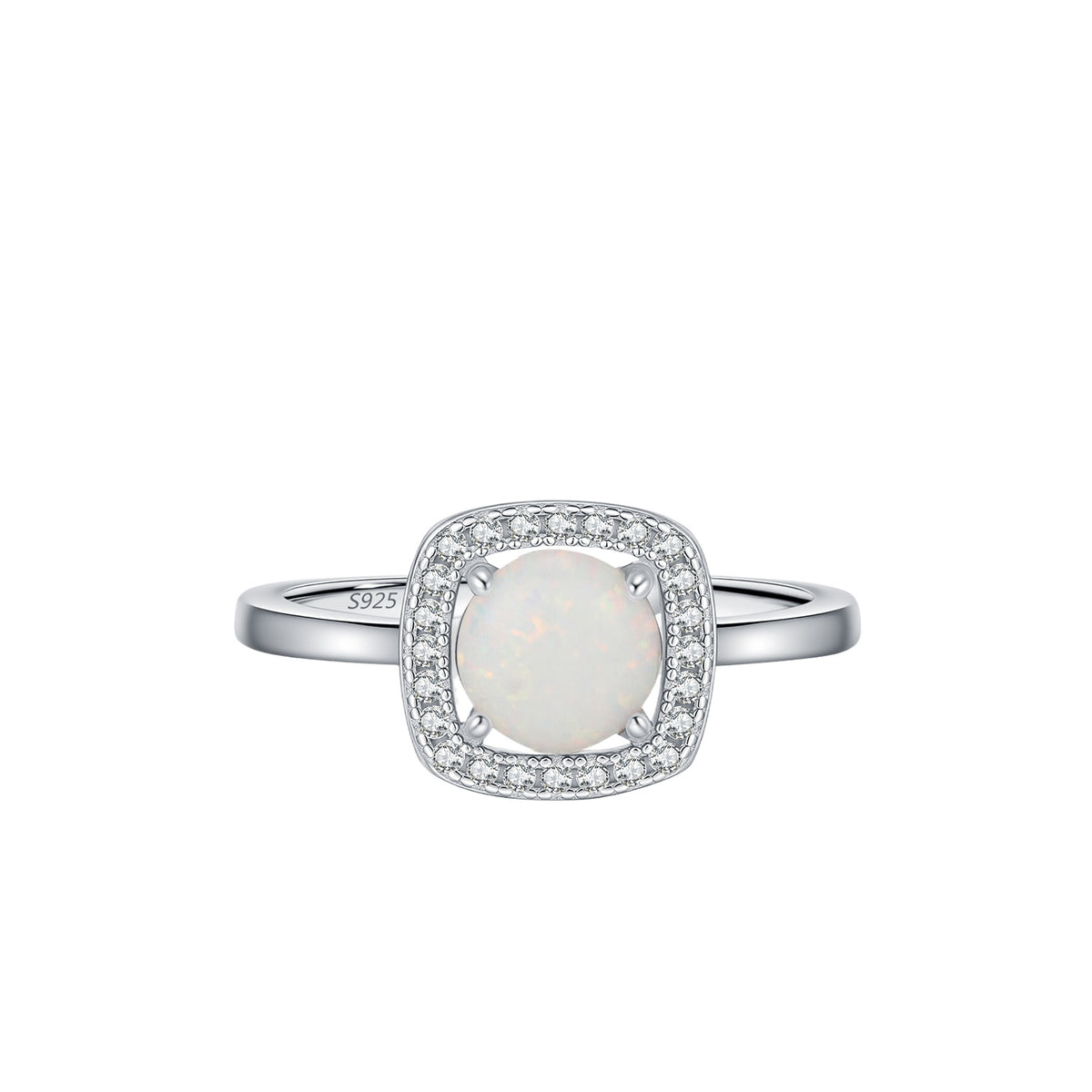 925 Sterling Silver Artificial Opal Ring