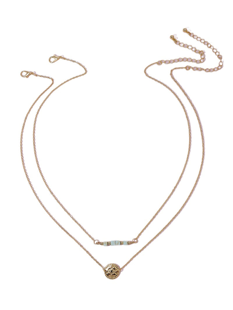 Celebrity Gold Coin Necklace with Stones - Trendy Amazon Jewelry