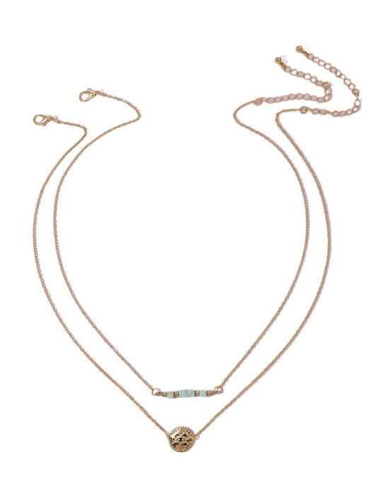 Celebrity Gold Coin Necklace with Stones - Trendy Amazon Jewelry