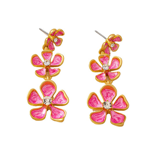 Planderful Vienna Verve Earrings – Elegant Retro Three-Dimensional Flower Design