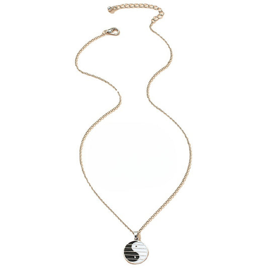 Ethnic Fusion Gold-Plated Tai Chi Pendant Necklace