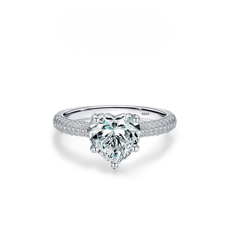 925 Sterling Silver Heart Zircon Ring