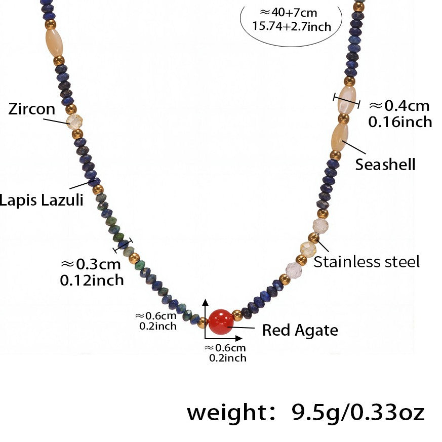 Planderful Women Lapis Lazuli Beaded Necklace Elegant