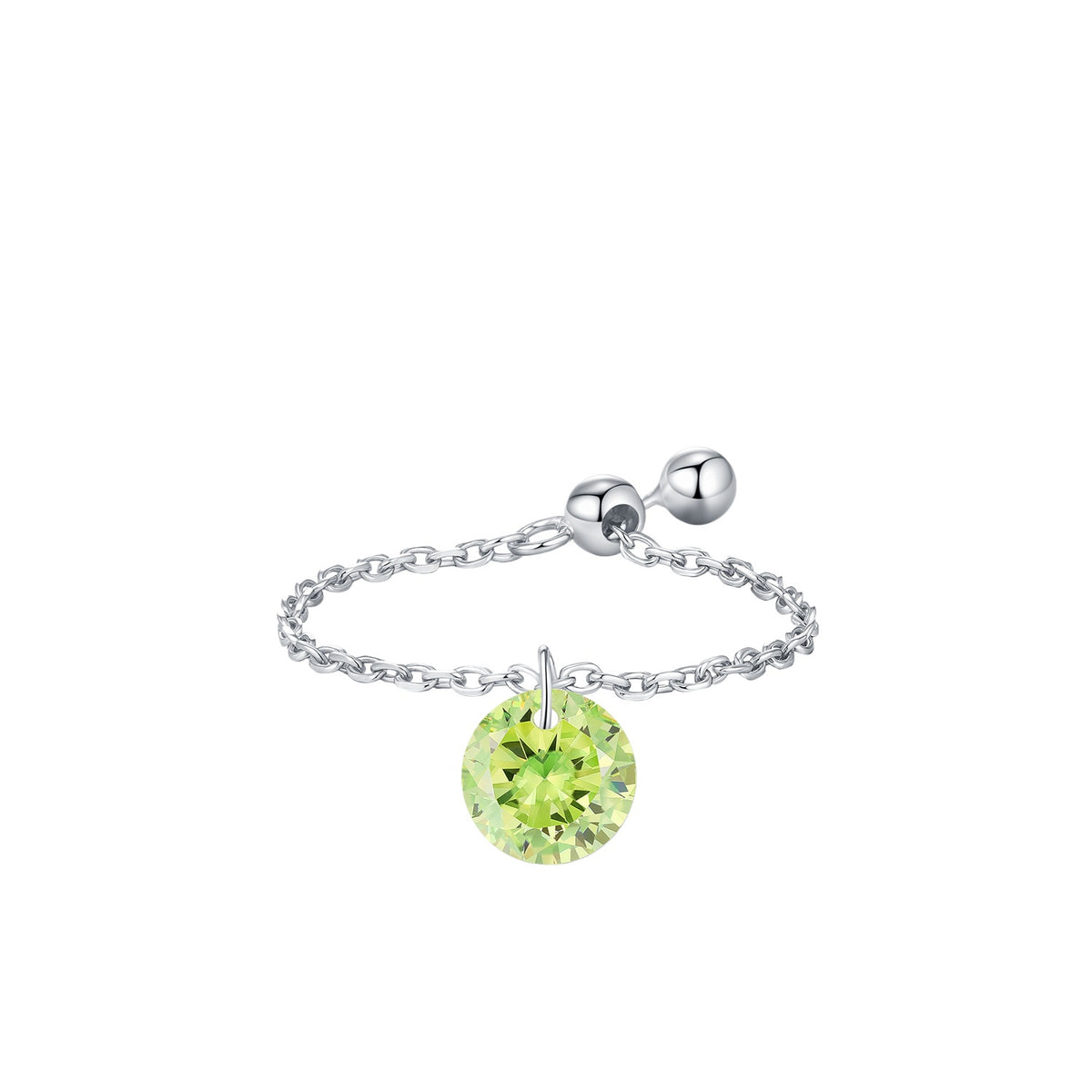 925 Sterling Silver Multicolor Zircon Adjustable Chain Ring