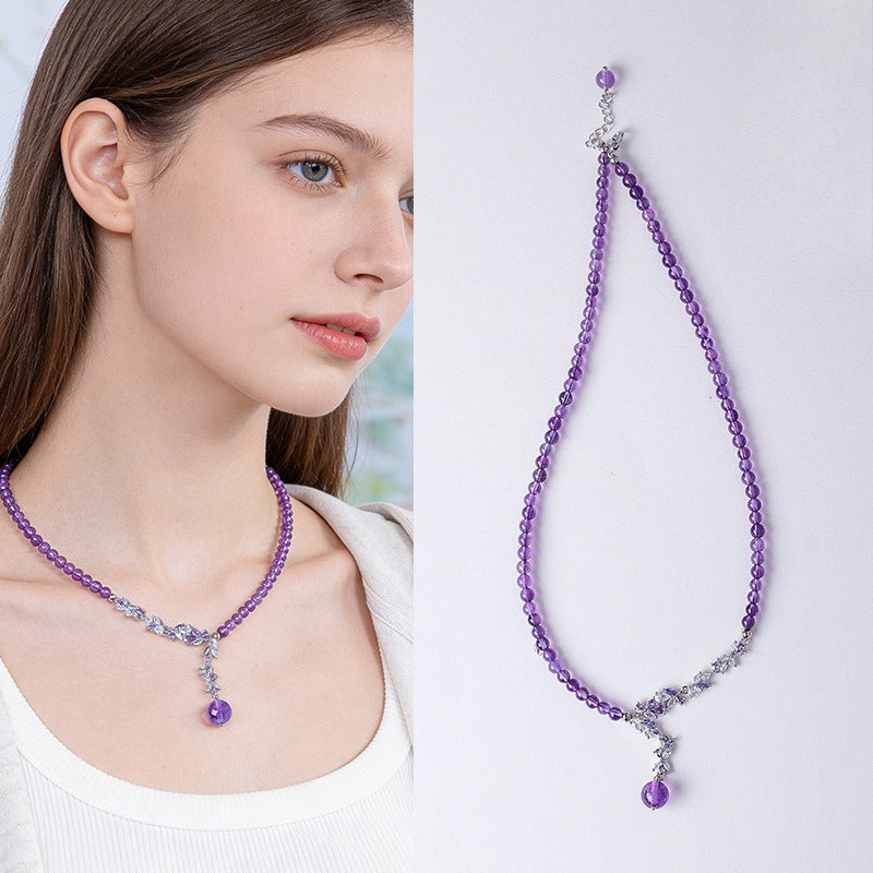 Amethyst Crystal Butterfly Necklace