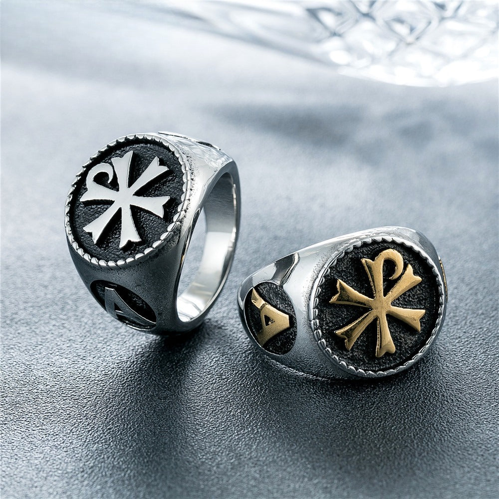Planderful Titanium Steel Ring Retro Orthodox Design Unisex Punk Jewelry For Men And Women Bold Protection Statement