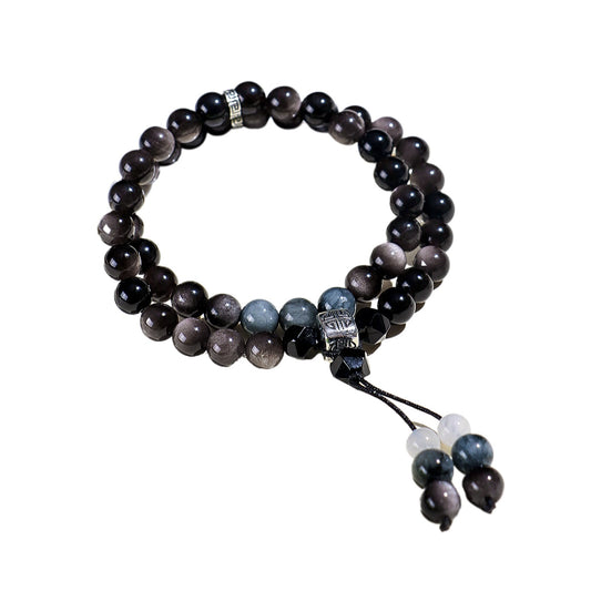 Planderful Fortune's Favor Bracelet – Unique Obsidian Double-Circle Design