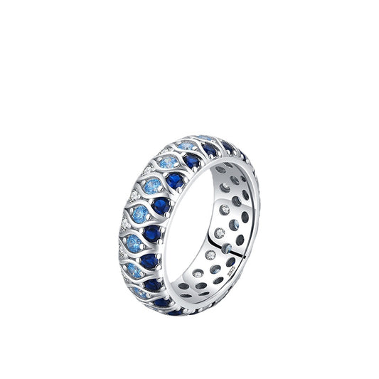 Colorful Blue Zircon Sterling Silver Ring for Women - High-end Fashion Jewelry