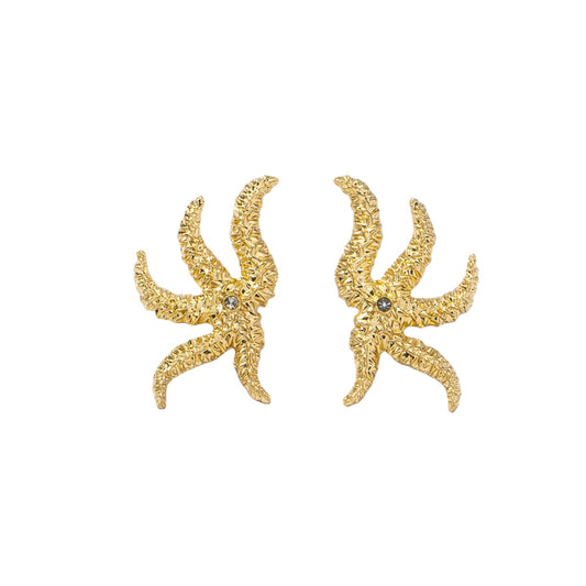 European and American Jewelry: Fire-Shaped Metal Earrings - Gold and Silver High-End Earrings