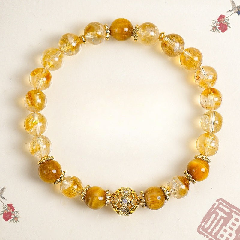 8 mm Tiger Eye & Citrine Bracelet