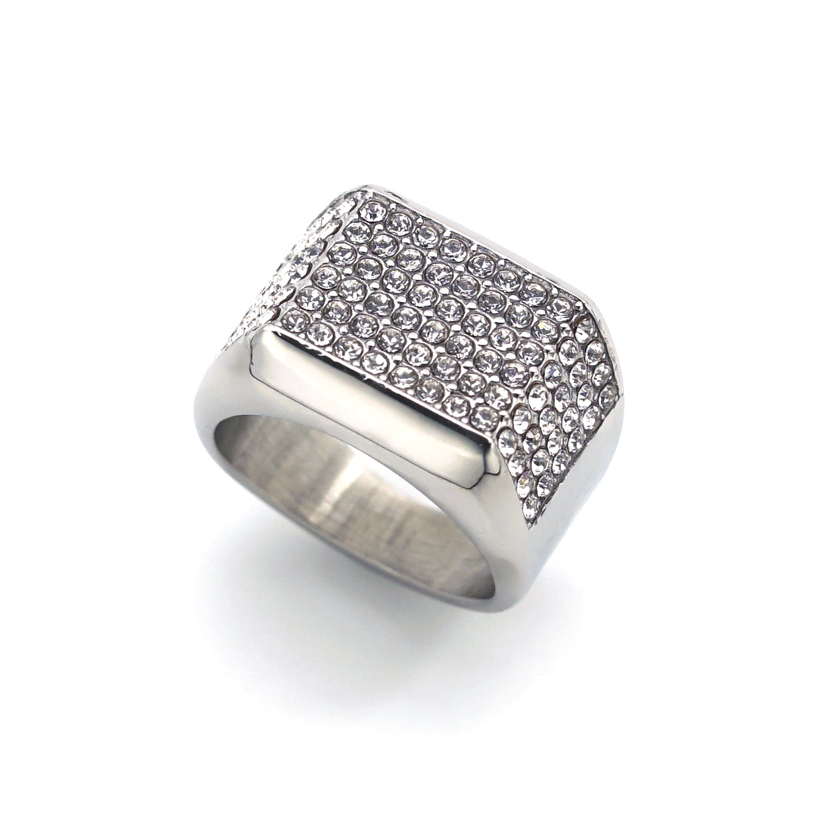 Planderful Stainless Steel Zircon Ring Unisex Statement For Hip Hop Club Wear Edition Iconic