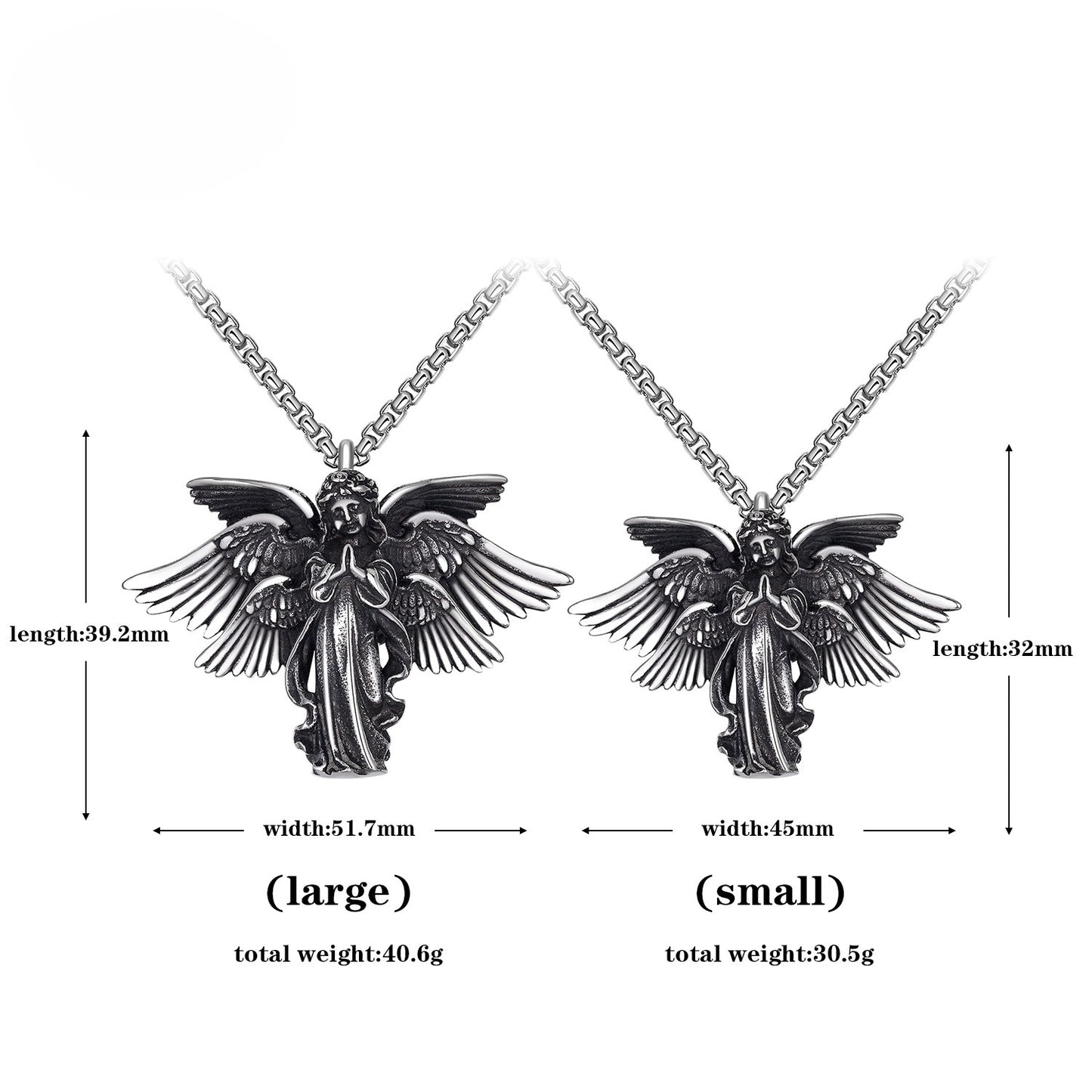 Steel Necklace - Elegant Angel Pendant Necklace