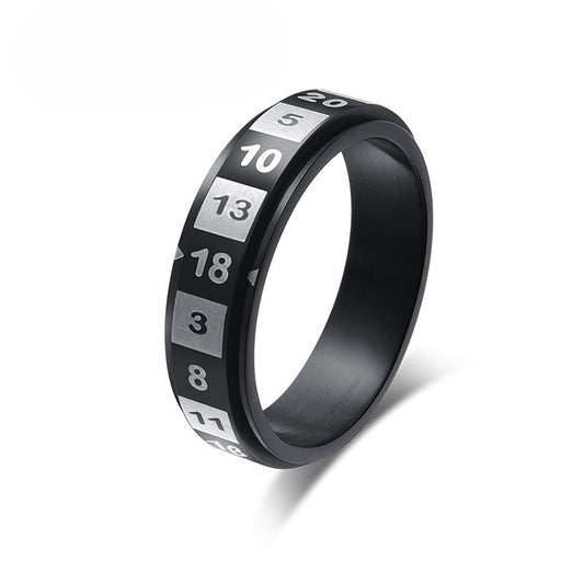 Planderful Rotatable Arabic Numerals Stainless Steel Ring For Men Unisex Protection Statement Trendy Jewelry