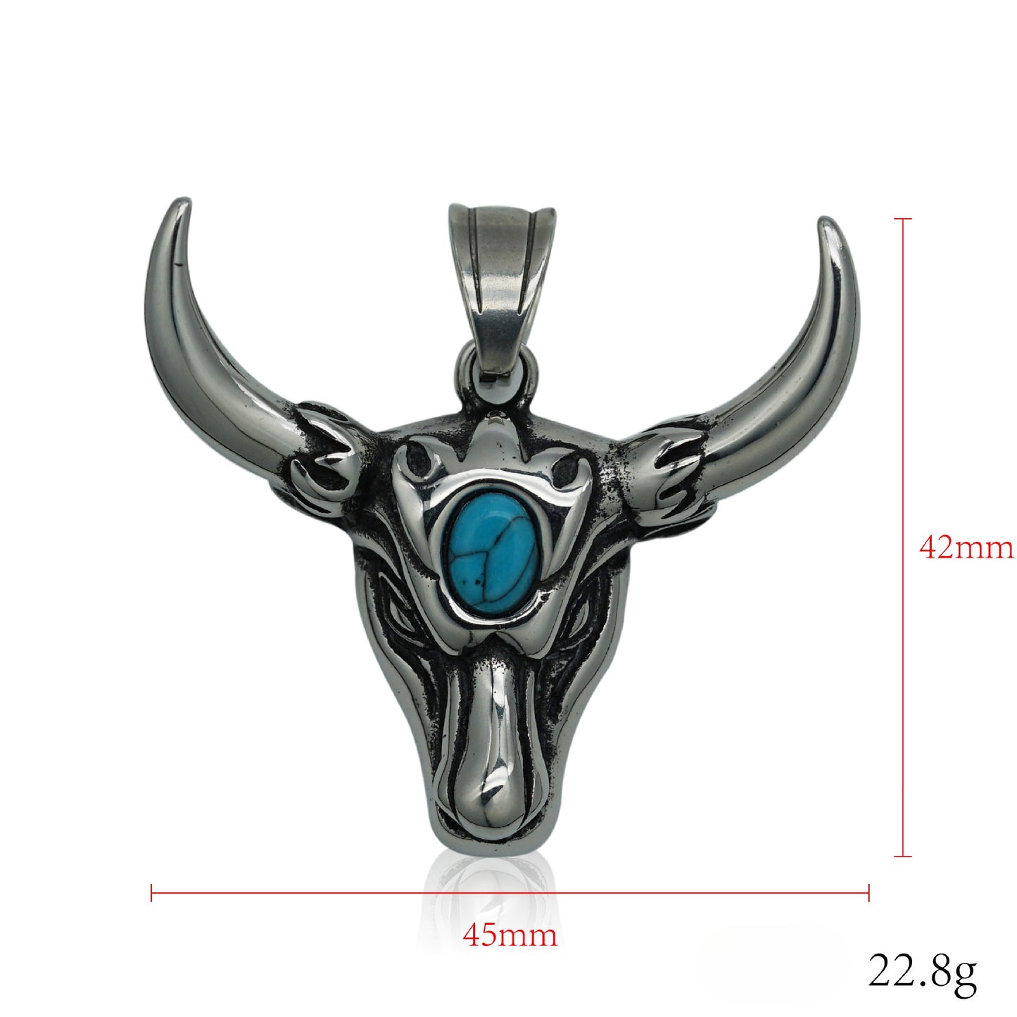 Steel Necklace – Vintage Turquoise Bull Head Pendant For Men Punk Rock Accessory