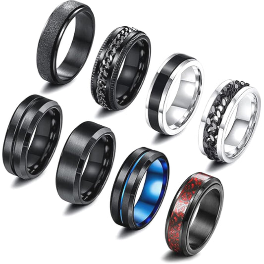 Rotating Decompression Suit Black Stainless Steel Men's Ring - 2023 Collection