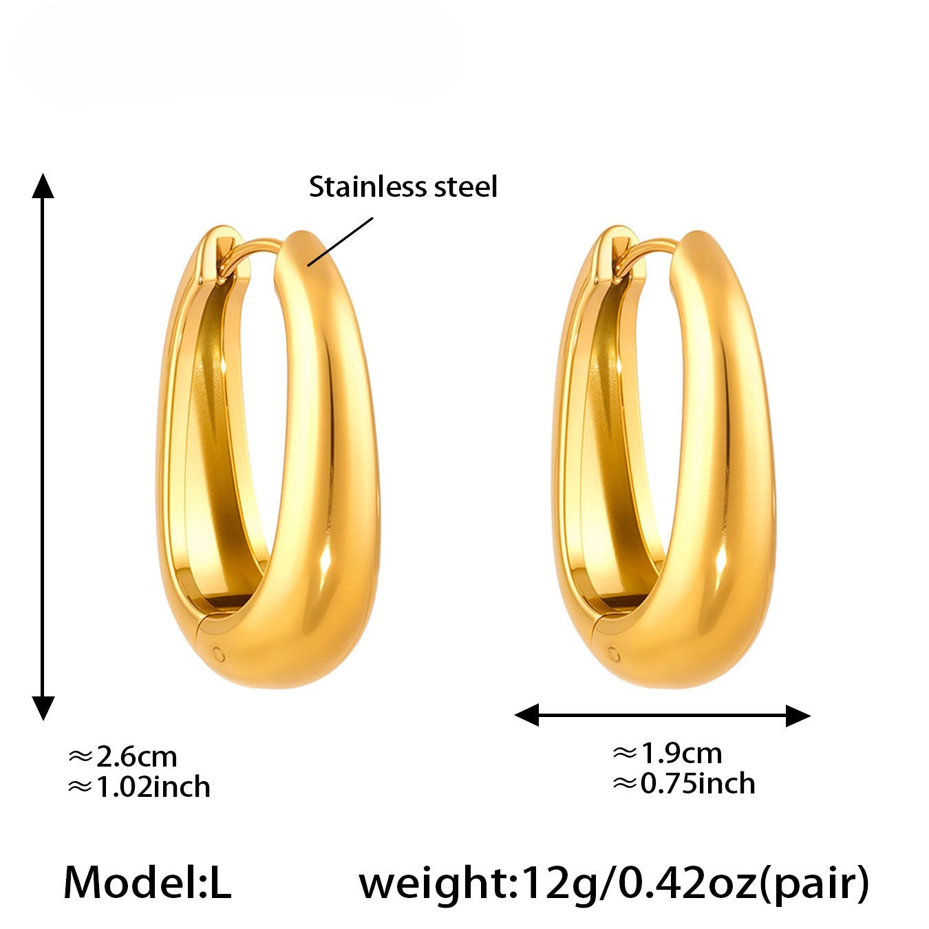 Planderful 18K Gold Plated U Shaped Earrings Minimalist Women