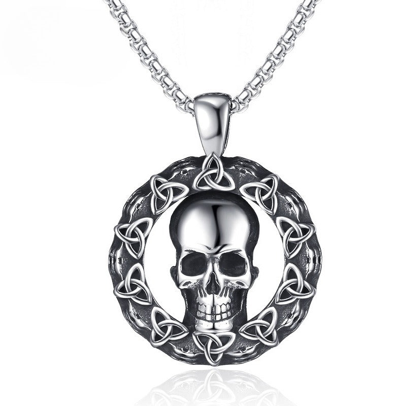 Steel Necklace – Vintage Viking Odin Celtic Knot Skull Pendant For Men And Women Stainless Steel Jewelry