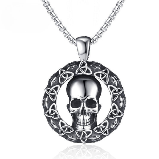 Steel Necklace – Vintage Viking Odin Celtic Knot Skull Pendant For Men And Women Stainless Steel Jewelry