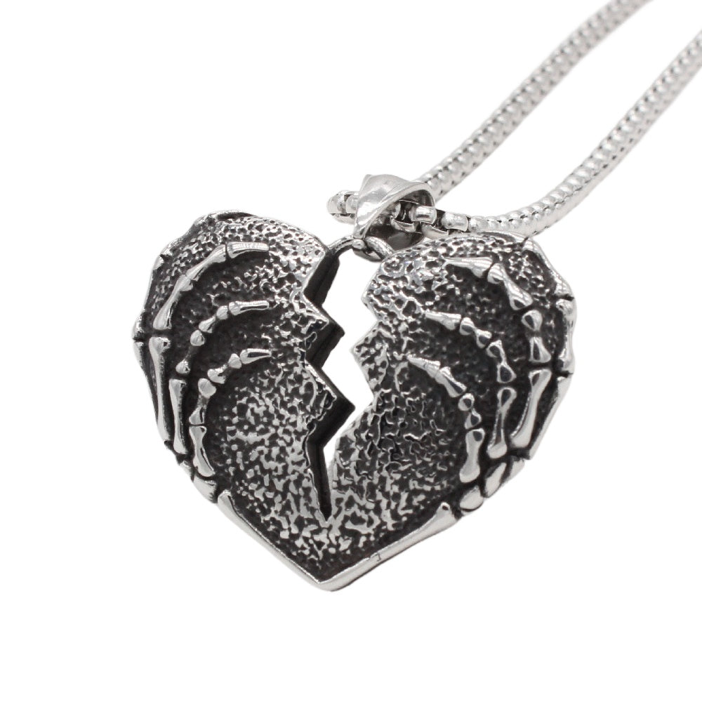 Personalized Retro Heart Skeleton Hand Pendant Titanium Steel Unisex Protection Statement Planderful Gift