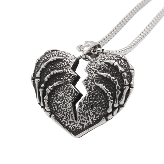 Personalized Retro Heart Skeleton Hand Pendant Titanium Steel Unisex Protection Statement Planderful Gift