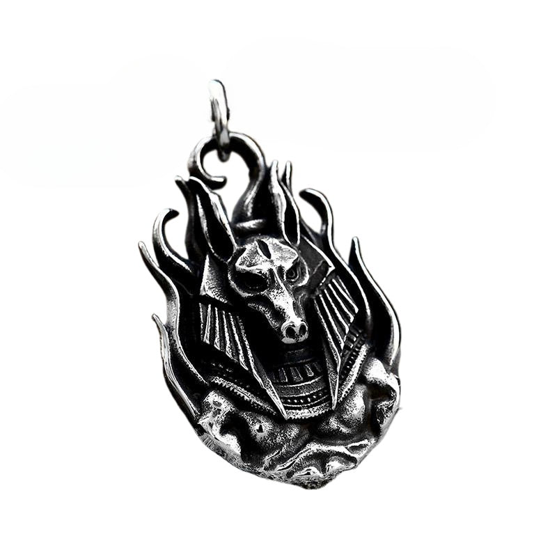 Retro Egyptian Anubis Titanium Steel Pendant for Men - European and American Jackal Jewelry
