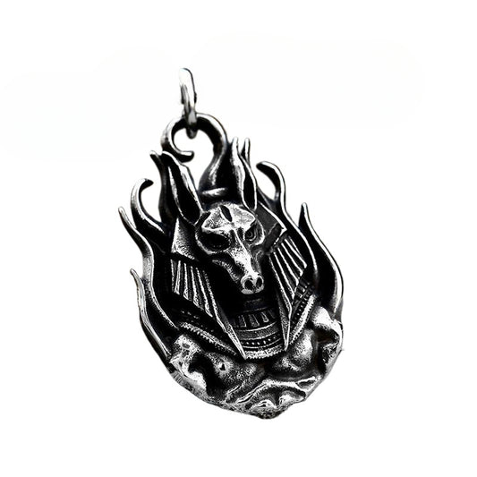 Retro Egyptian Anubis Titanium Steel Pendant for Men - European and American Jackal Jewelry