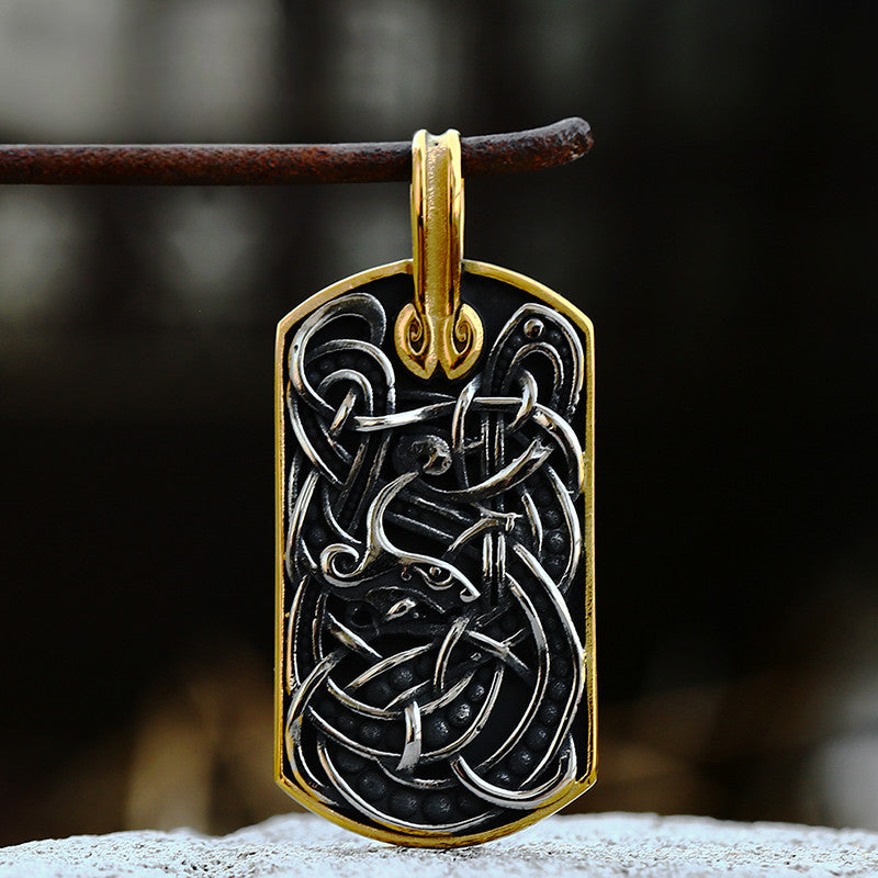 Viking-Inspired Celtic Knot Wolf Head Pendant for Men - Custom Stainless Steel Fashion Jewelry
