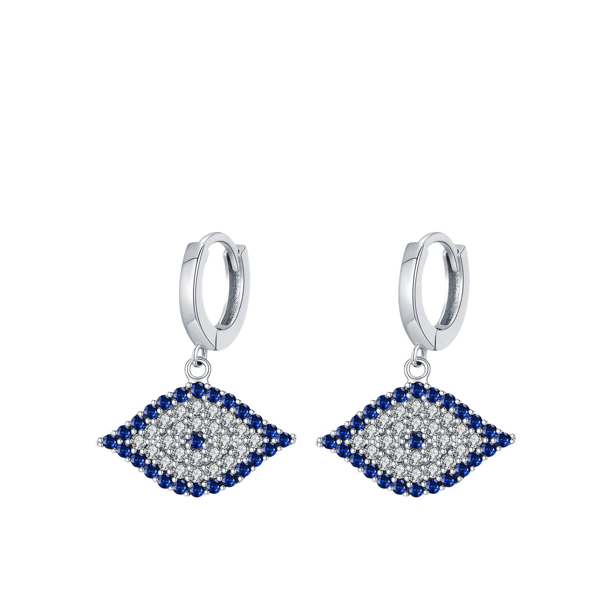 925 Sterling Silver Blue Eye Geometric Earrings