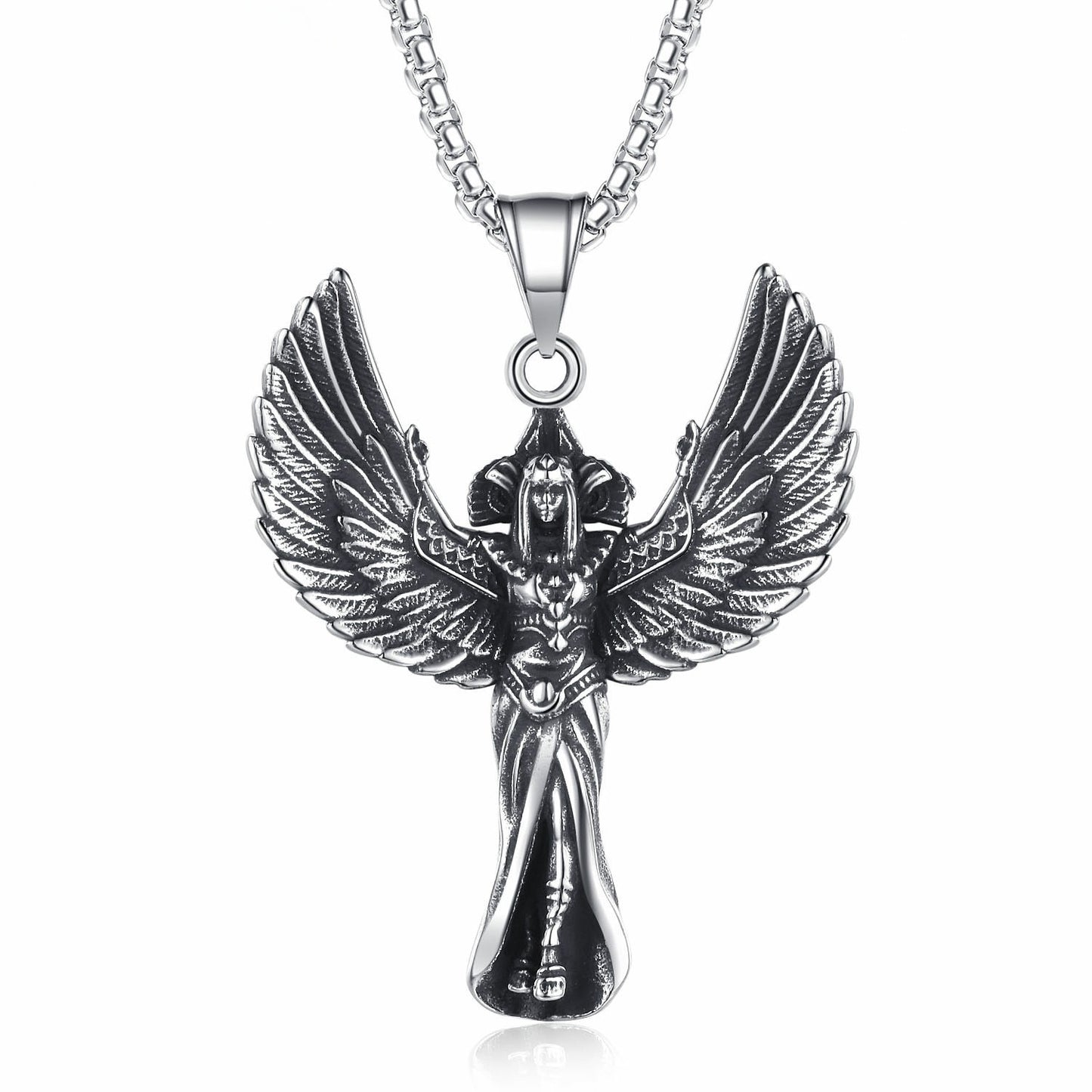 Stainless Steel Necklace – Vintage Feathered Angel Muse