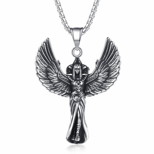 Stainless Steel Necklace – Vintage Feathered Angel Muse