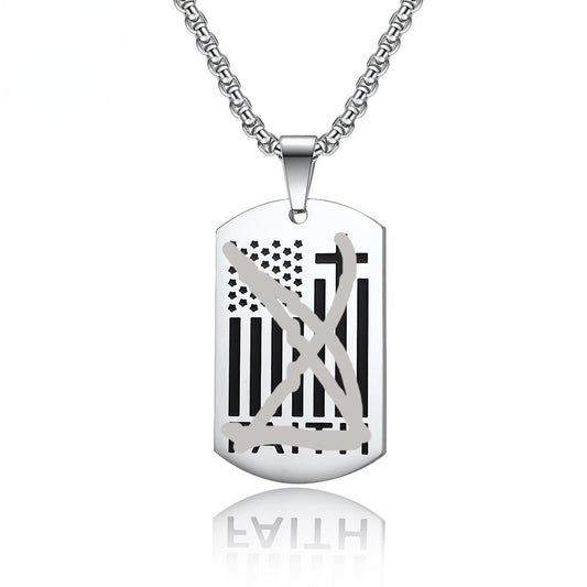 Amazon's Simple Stainless Steel Cross Dog Tag Pendant for Men