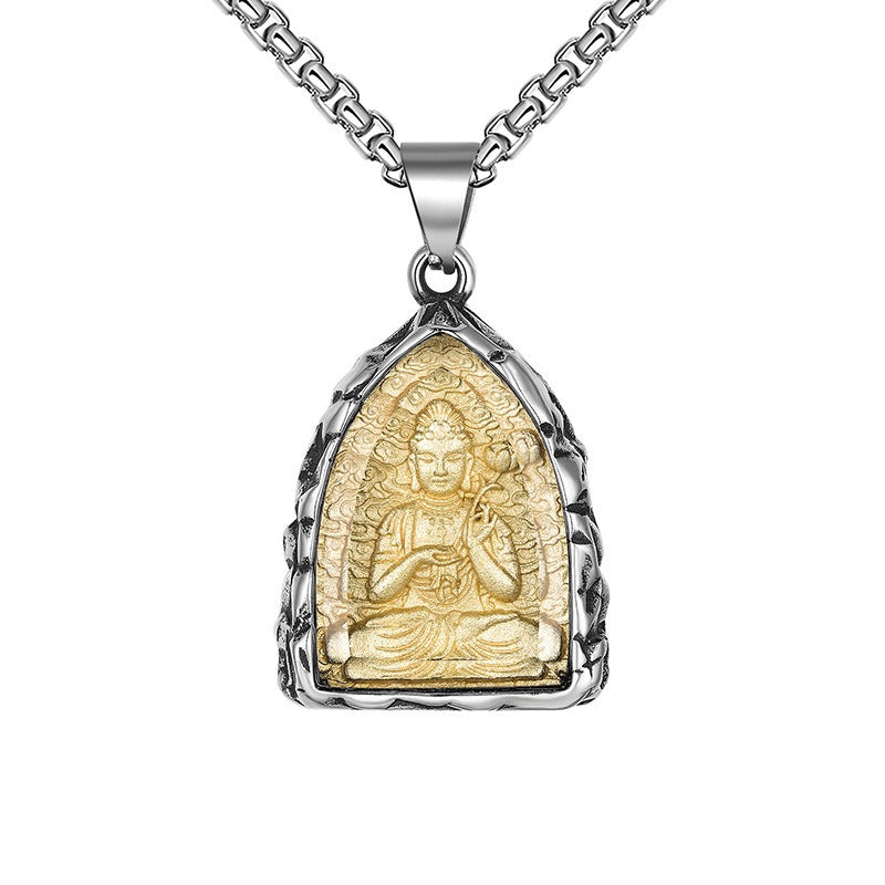 Stainless Steel Necklace - Statement Patron Saints Pendant