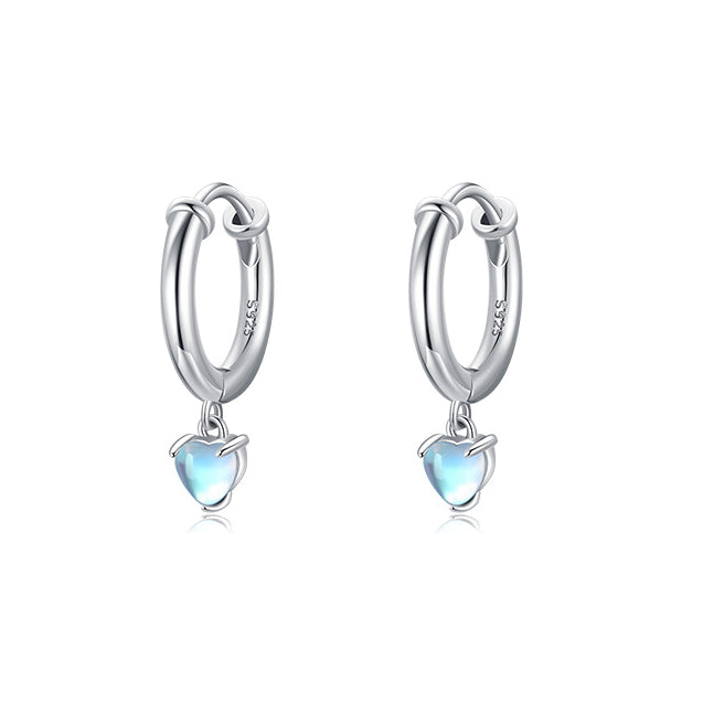 Elegant Japanese and Korean S925 Sterling Silver Moonlight Stone Earrings