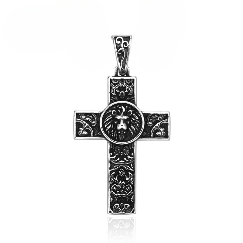 Retro Lion Head Pendant in Titanium Steel for Men - European and American Style Accessories