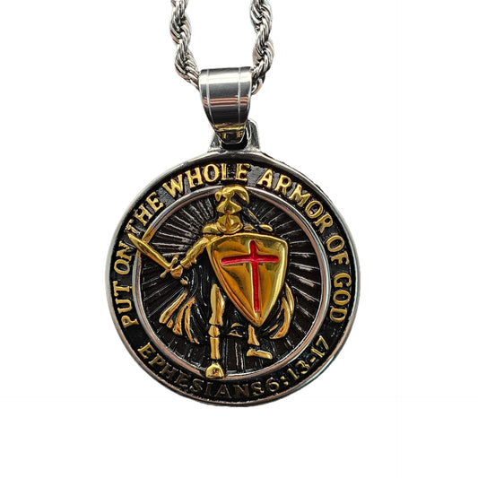 Planderful Red Cross Shield Templar Necklace Titanium Steel Gold Plated Epoxy Pendant Unisex Protection Statement