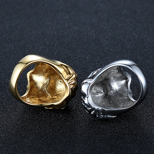 Titanium Steel Lion Head Ring for Men - Retro Punk Design in European and American Fashion