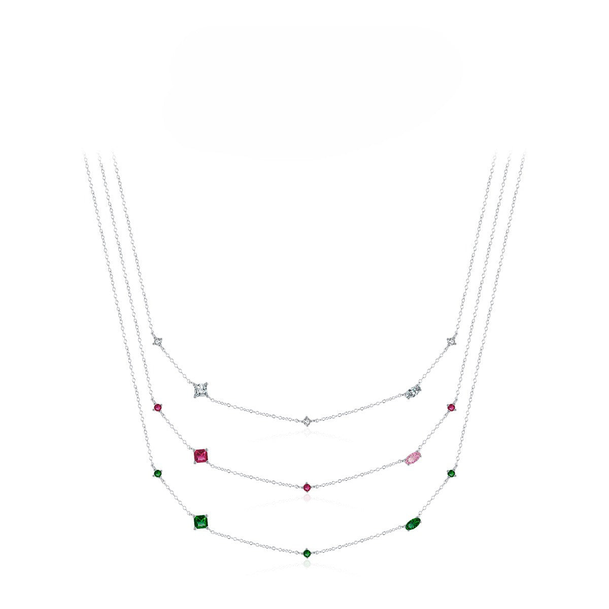925 Sterling Silver Geometric Zircon Necklace