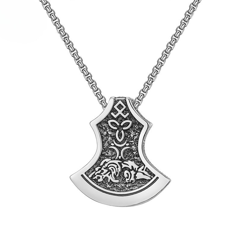 Stainless Steel Necklace – Vintage Viking Wolf Pendant