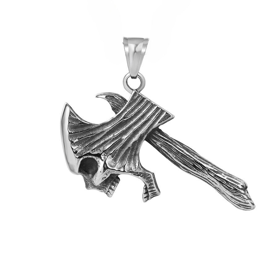 Halloween Skeleton Battle Axe Titanium Steel Pendant for Men