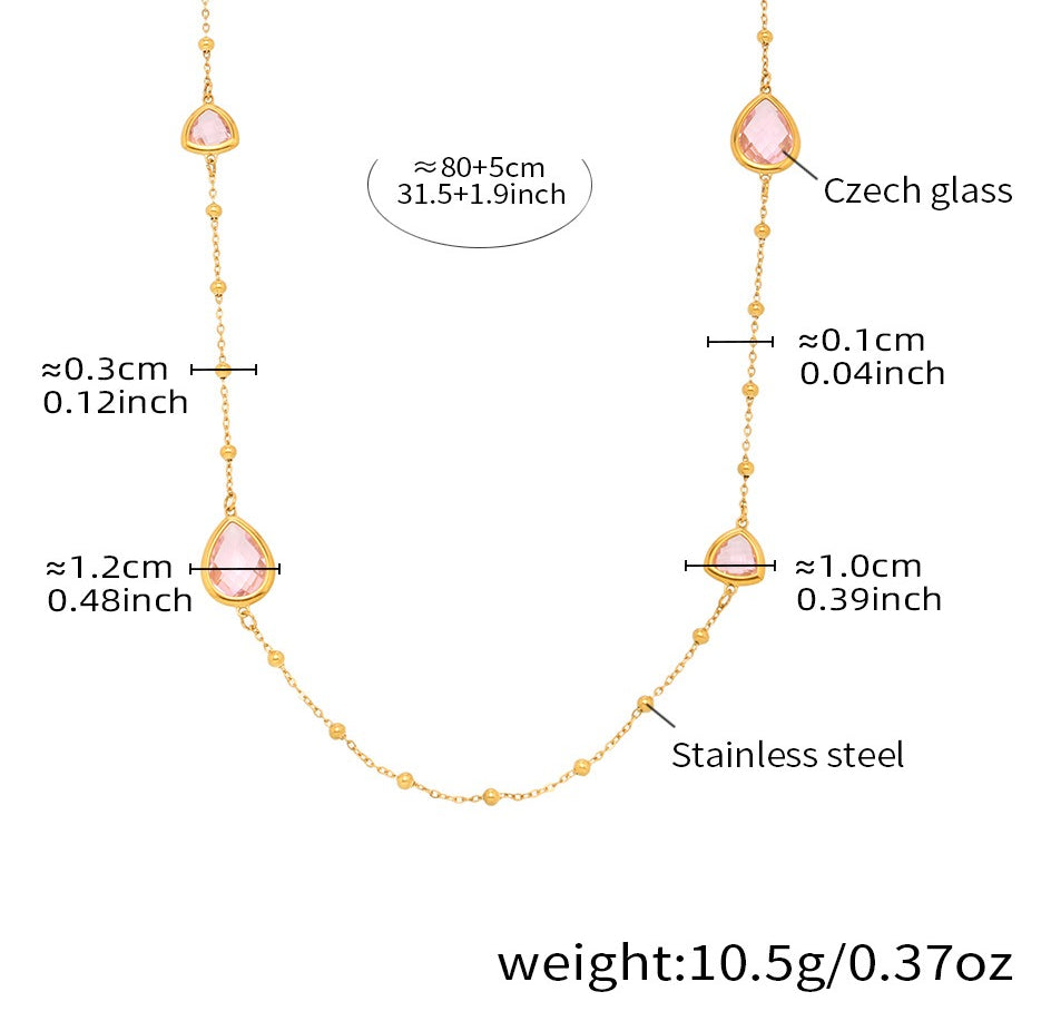 Planderful Water Drop Necklace Women Czech Glass Gold Plated