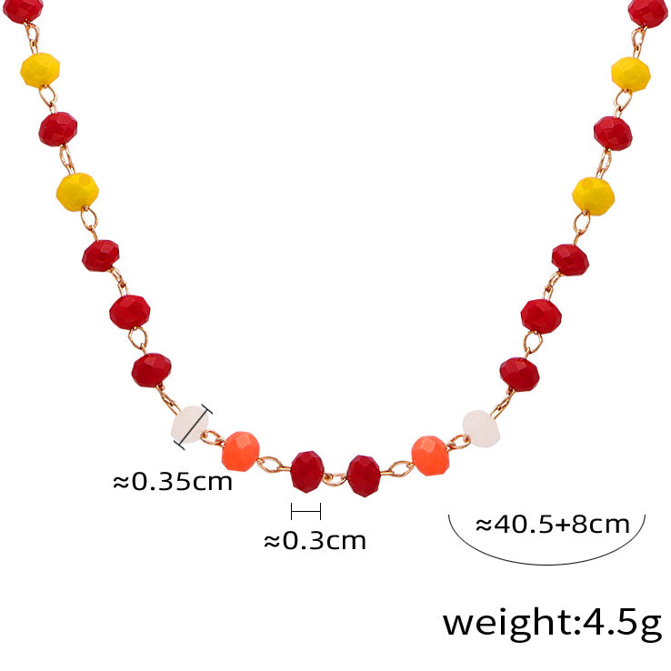 Luxurious Handmade Agate Beaded Necklace with Titanium Gold Plating