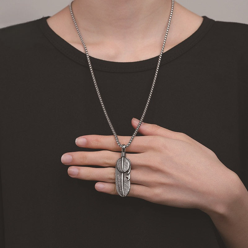 Steel Necklace - Statement Hip Hop Claw Feather Chain For Men Goro Takahashi Style Planderful